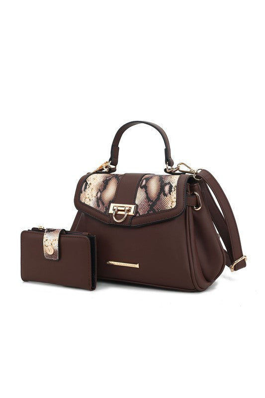 MKF Collection Geny Faux-Snake Shoulder Bag with Wallet Mia K