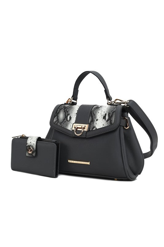 MKF Collection Geny Faux-Snake Shoulder Bag with Wallet Mia K