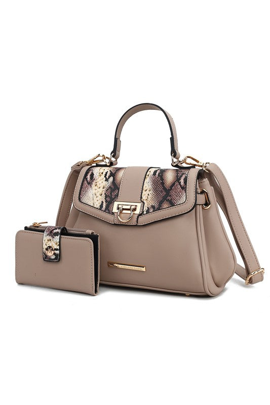 MKF Collection Geny Faux-Snake Shoulder Bag with Wallet Mia K