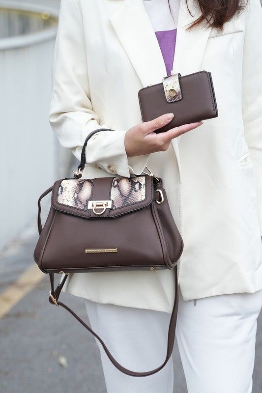 MKF Collection Geny Faux-Snake Shoulder Bag with Wallet Mia K