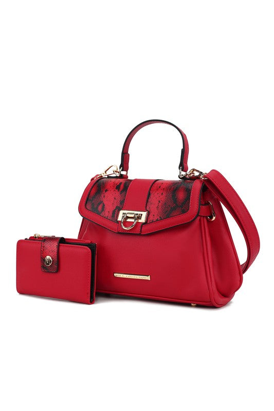 MKF Collection Geny Faux-Snake Shoulder Bag with Wallet Mia K