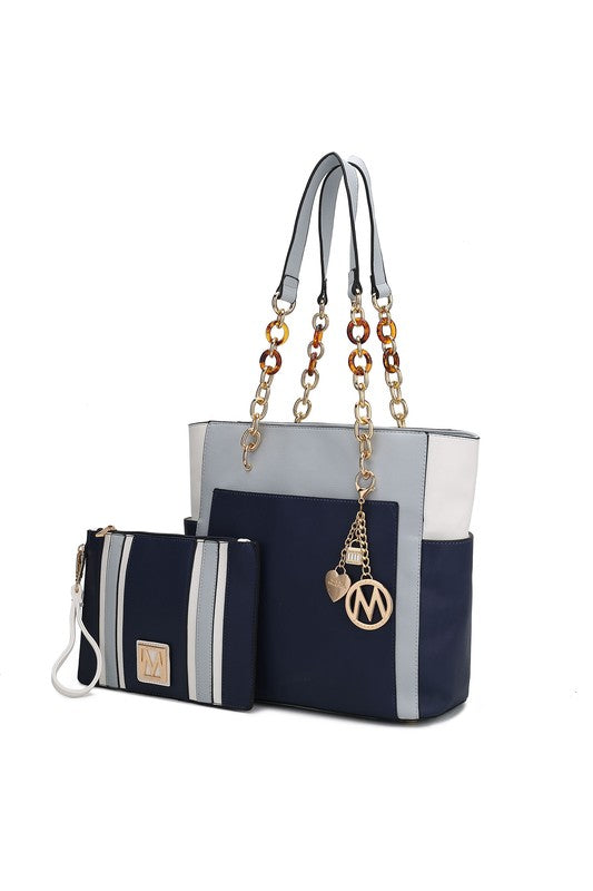 MKF Collection Rochelle Color Block Tote with Wristlet Mia K