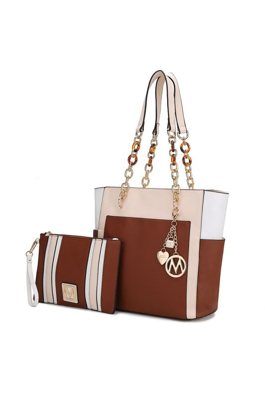 MKF Collection Rochelle Color Block Tote with Wristlet Mia K