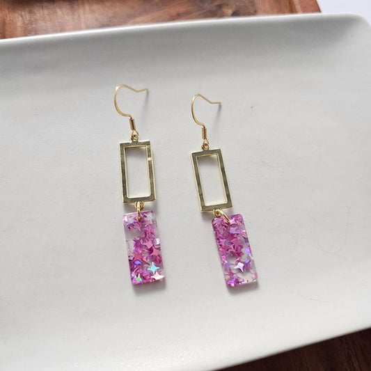 Raya Earrings - Pink Glitter