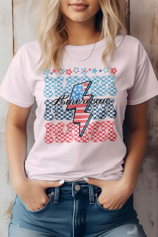 American Mama Retro, 4th of July Short Sleeve Graphic Tee