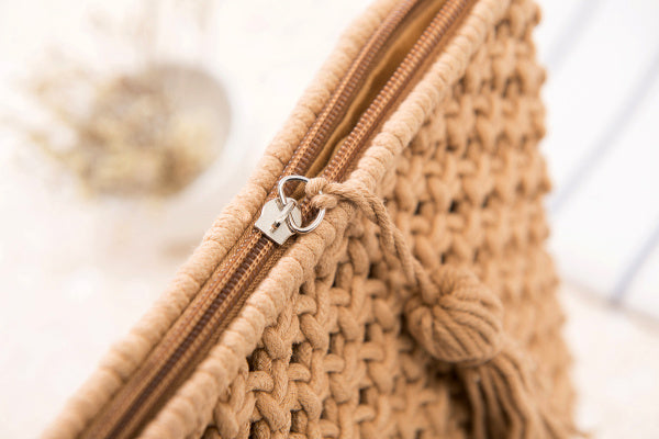 Giana Cotton Macrame Woven Crossbody Bag with Tassel