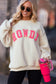 Blueberi B Women’s HOWDY Patched Round Neck Sherpa Sweatshirt Polyester Size S-2XL