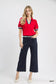 Umgee Scallop Hem Wide Leg Pants in navy with scalloped hem