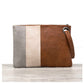 Soft Vegan PU Leather 100% Polyester Lined Color Block Grommet Wristlet Clutch | 12" x 8"