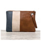 Soft Vegan PU Leather 100% Polyester Lined Color Block Grommet Wristlet Clutch | 12" x 8"