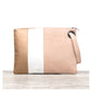 Soft Vegan PU Leather 100% Polyester Lined Color Block Grommet Wristlet Clutch | 12" x 8"