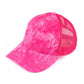 C.C® Cotton Twill Front Mesh Nylon Back Tie Dye Ponytail Messy Bun Ball Cap | One Size Teen–Adult