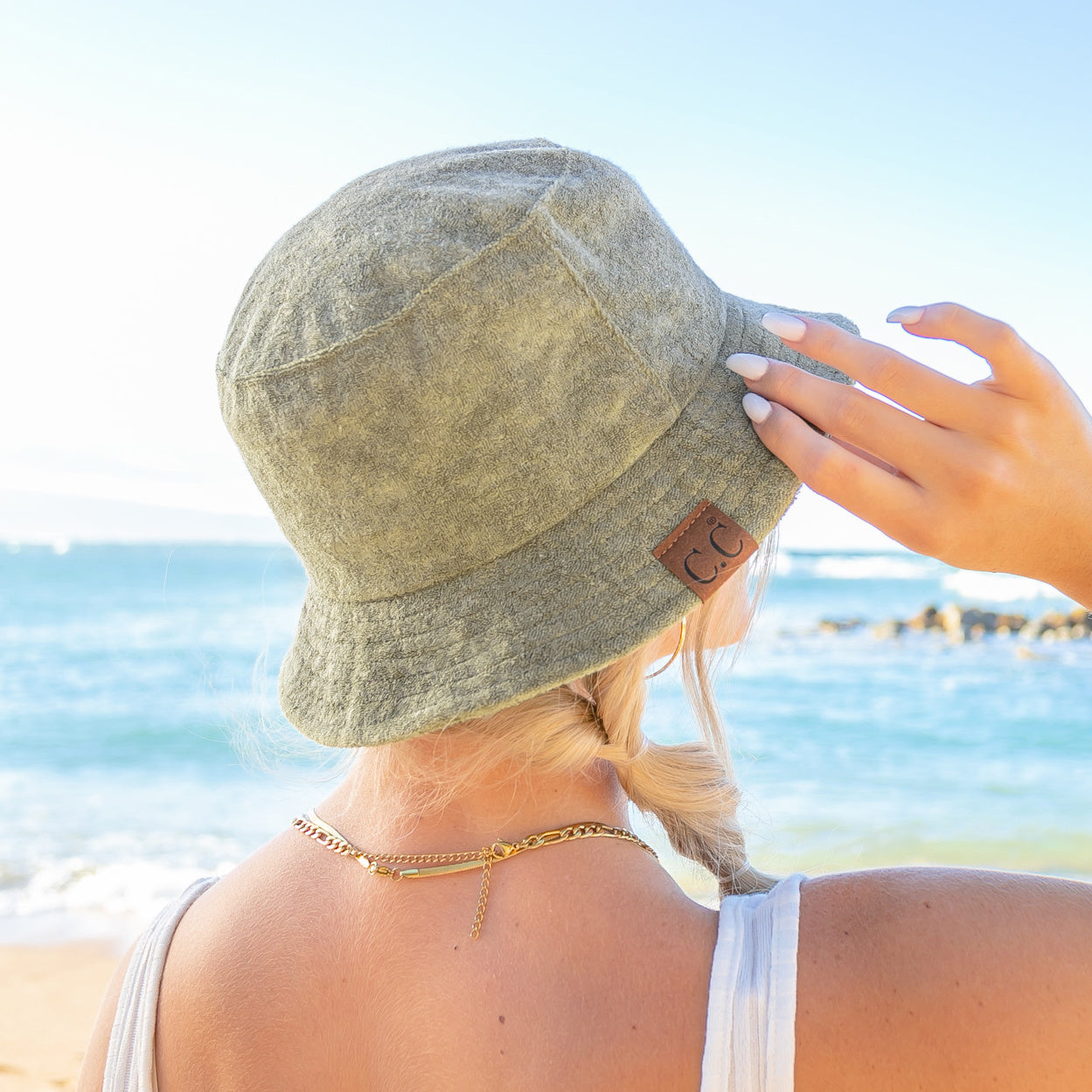 C.C® 70% Polyester 30% Viscose Terry Cloth Foldable Packable Bucket Hat | One Size
