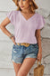 Blueberi B Women's Ruched V-Neck Flounce Sleeve Blouse Polyester Size S-2XL