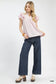 Blueberi Boutique Umgee pink ruffled sleeve textured blouse styled with denim
