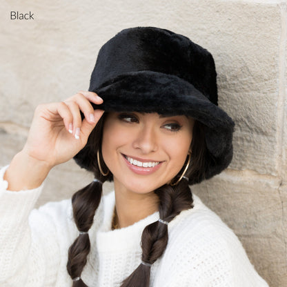 100% Soft Polyester Ultra Soft Plush Faux Fur Bucket Hat | 3.25" Brim | One Size