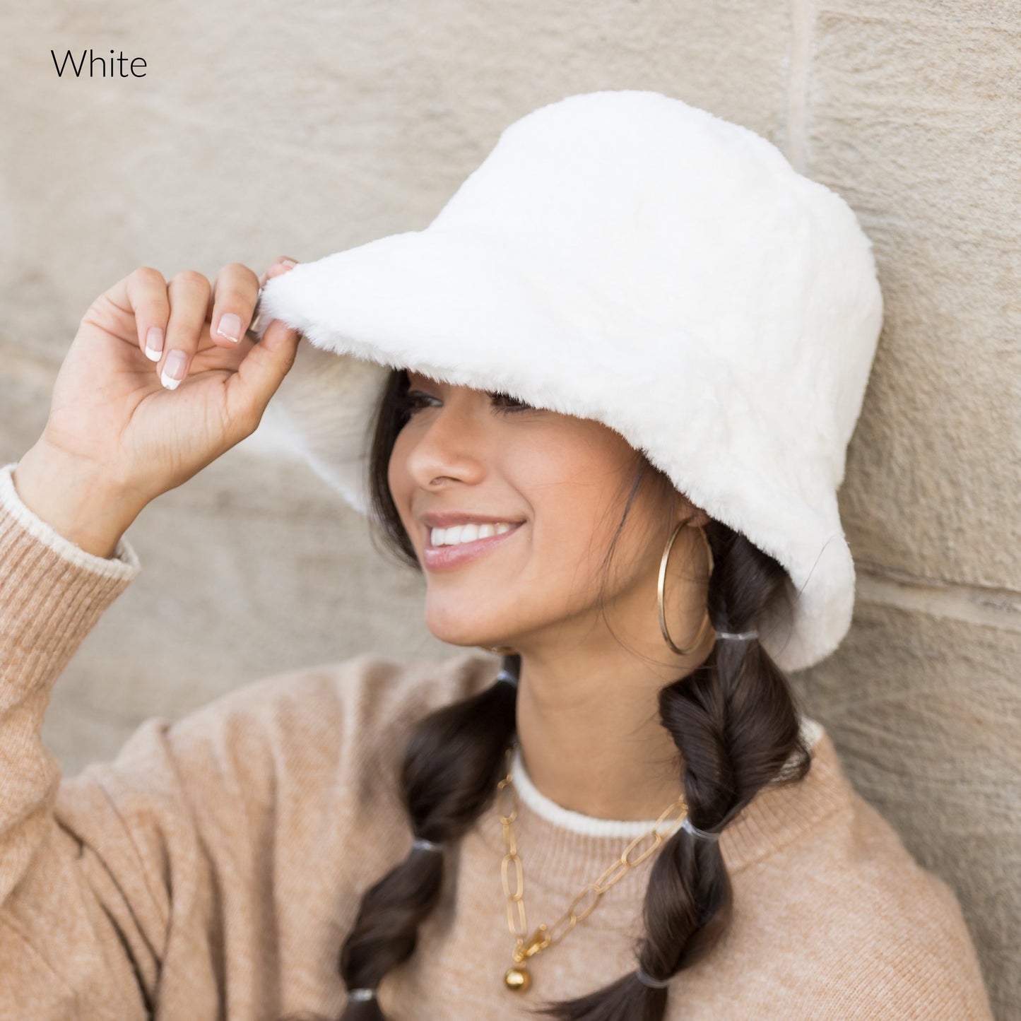 100% Soft Polyester Ultra Soft Plush Faux Fur Bucket Hat | 3.25" Brim | One Size