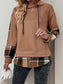 Blueberi B Women’s Perfee Drawstring Slit Plaid Long Sleeve Hoodie Polyester Elastane Size S-XL
