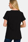 Zenana Women’s Notched Short Sleeve Waffle T-Shirt Polyester Cotton Spandex Size S-L