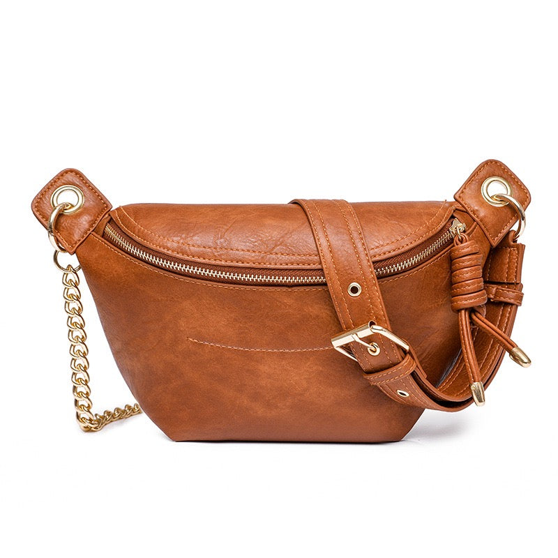 Luxe Vegan Leather Convertible Adjustable Chain Strap Sling Belt Bag | 11" x 7.5"