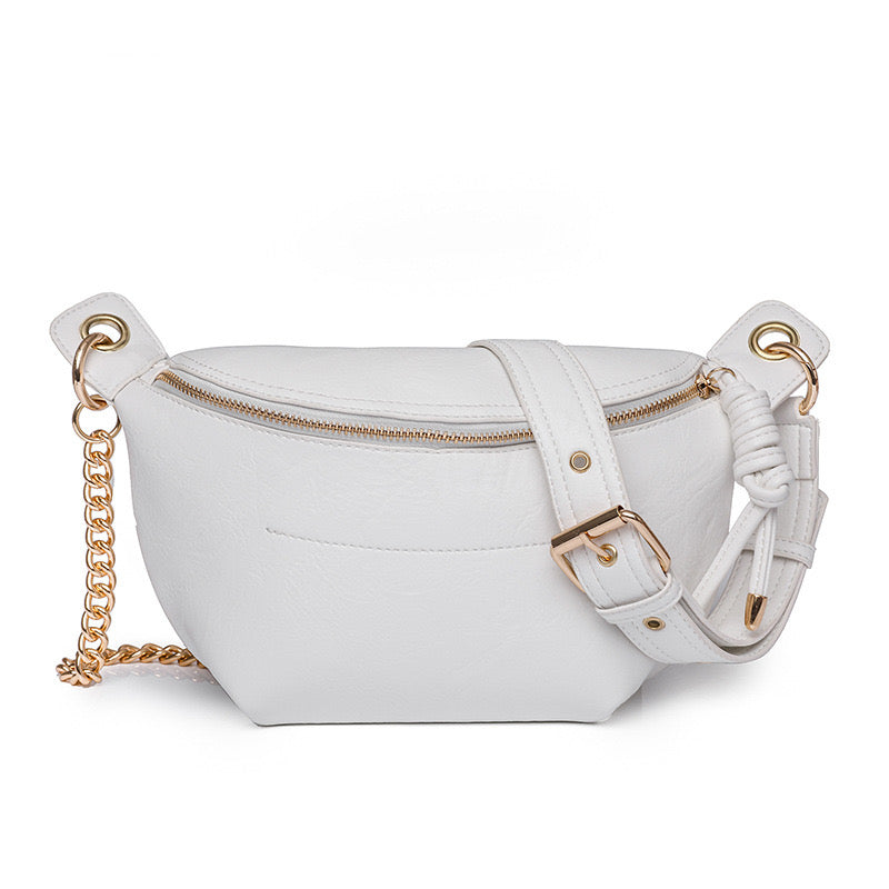 Luxe Vegan Leather Convertible Adjustable Chain Strap Sling Belt Bag | 11" x 7.5"