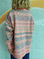 Blueberi B Women’s Geometric Round Neck Dropped Shoulder Sweater Polyester Acrylic One Size