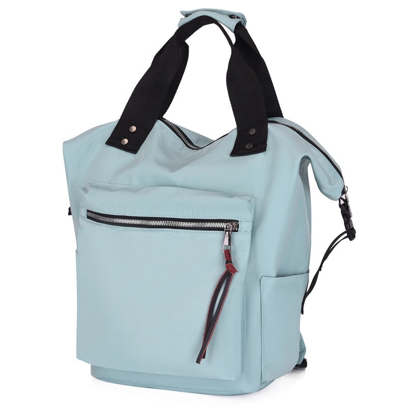 Easy Wipe Nylon Convertible Backpack Tote Bag with 7 Pockets | 18" x 17"