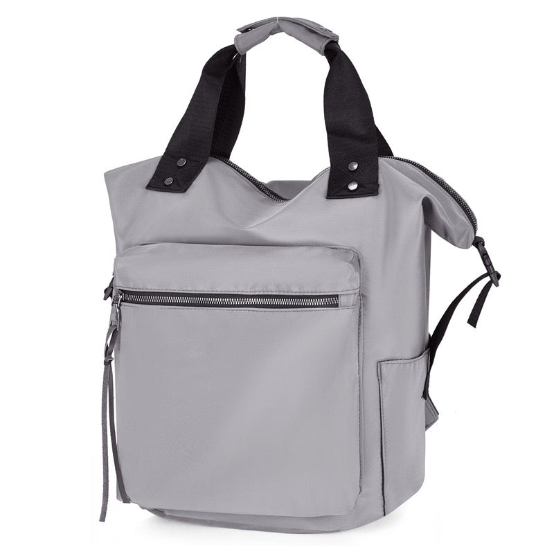 Easy Wipe Nylon Convertible Backpack Tote Bag with 7 Pockets | 18" x 17"