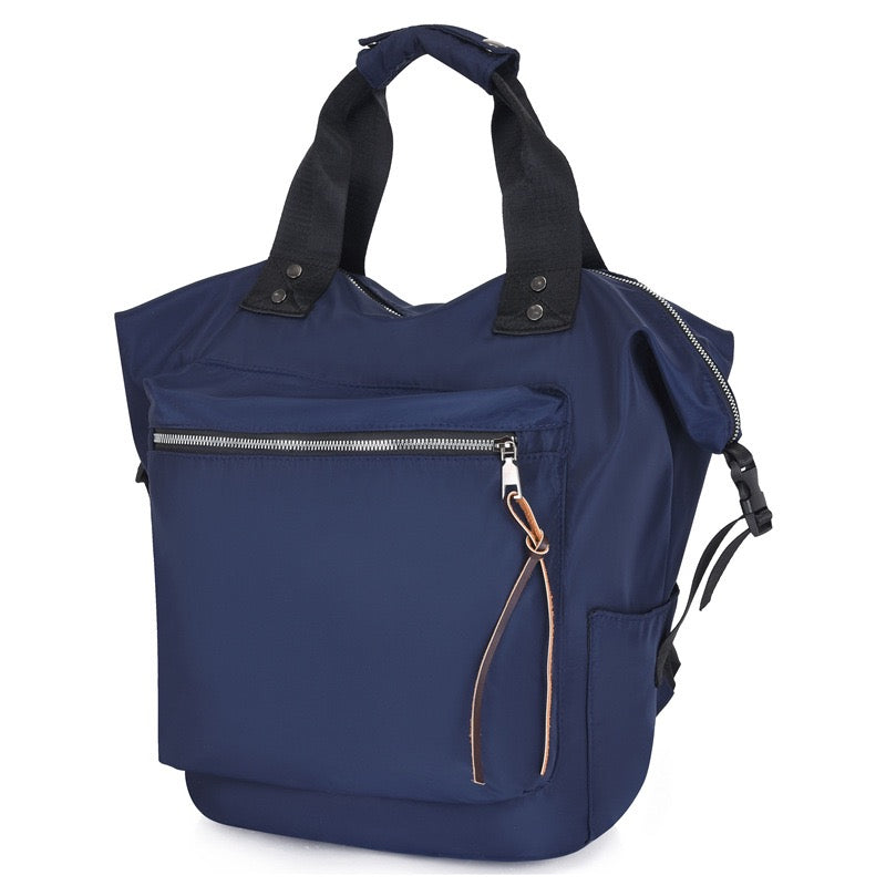 Easy Wipe Nylon Convertible Backpack Tote Bag with 7 Pockets | 18" x 17"