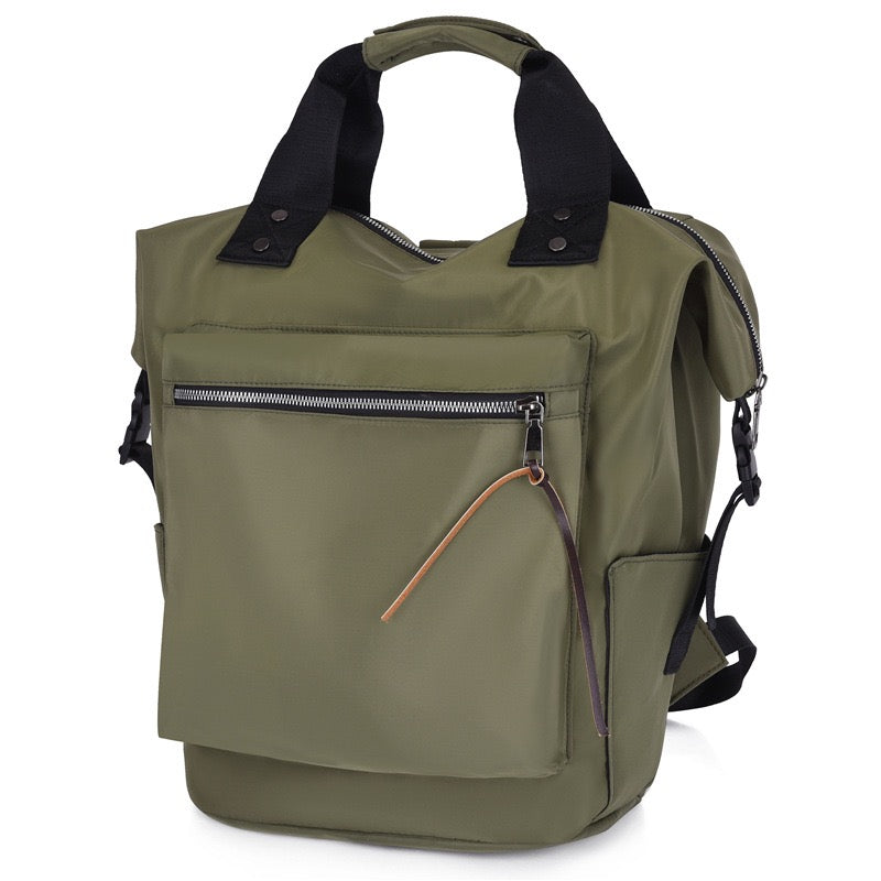 Easy Wipe Nylon Convertible Backpack Tote Bag with 7 Pockets | 18" x 17"