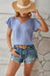 Blueberi B Women's Ruched V-Neck Flounce Sleeve Blouse Polyester Size S-2XL