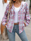 Blueberi B Women's Plaid Long Sleeve Hooded Jacket Cotton Polyester Size S-2XL
