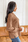 Blueberi B Women’s Slit Waffle Knit Long Sleeve T-Shirt Polyester Size S-2XL