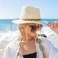 100% Straw Beaded or Embroidered Belt Accent Suede Tie Boho Wide Brim Panama Hat | One Size