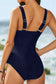 Blueberi B Women's V-Neck Sleeveless Printed One-piece Swimwear Polyester Spandex Size S-XL