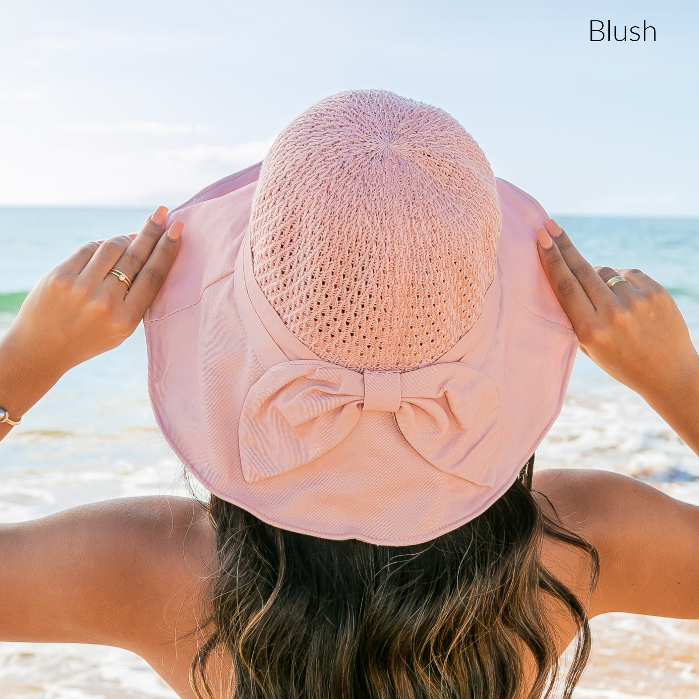 80% Cotton 20% Polyester Foldable Bow Accent Watercolor Lined Cargo Wide Brim Sun Hat | One Size