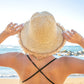 100% Woven Straw Fray Edge Wide Brim Bucket Sun Hat | One Size