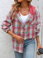 Blueberi B Women's Plaid Long Sleeve Hooded Jacket Cotton Polyester Size S-2XL