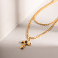 Women’s 18K Gold-Plated Double Layered Cross Necklace