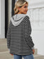 Blueberi B Women’s Drawstring Striped Long Sleeve Hoodie Rayon polyester Spandex Sizes S-2XL