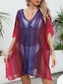 Blueberi B Women's Openwork Contrast V-Neck Cover-Up Polyester One Size