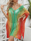 Blueberi B Women's Openwork Contrast V-Neck Cover-Up Polyester One Size