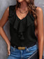 Blueberi B Women's Ruffled V-Neck Tank Polyester Size S-XL