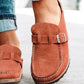 Blueberi B Round Toe Low Heel Buckle Loafers Elastomer PU Leather Size 4-11