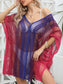 Blueberi B Women's Openwork Contrast V-Neck Cover-Up Polyester One Size