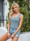 Scoop Neck Wide Strap Tank Top - Women's Ribbed Fitted S-2XL