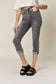 Judy Blue Women’s Full Size Button Fly High Waist Cuffed Capris Cotton Polyester Spandex Size S-24W