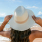 100% Straw Fray Edge Ribbon Accent Wide Brim Panama Sun Hat | One Size