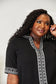 Double Take Women's  Embroidered Notched Neck Top Rayon Polyester Size S-L