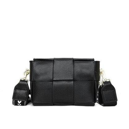 Margot Genuine Leather Cross Weave Fold-Over Crossbody Bag with Suede Pouch